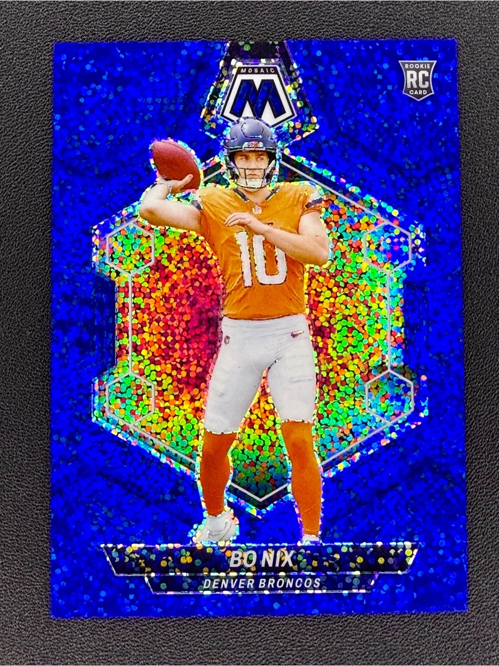 Panini 2024 Mosaic Blue Sparkle Holo Bo Nix Rookie RC #312 Prizm 75/96 Broncos